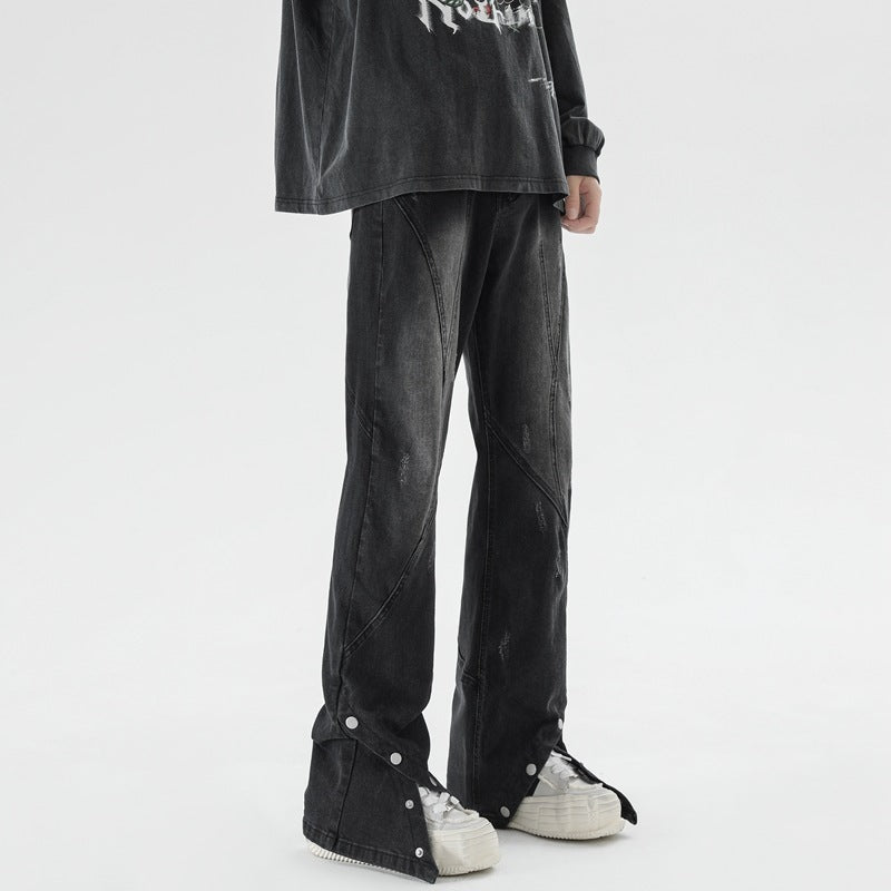 Fashion Wash Trousers Breasted Jeans Men